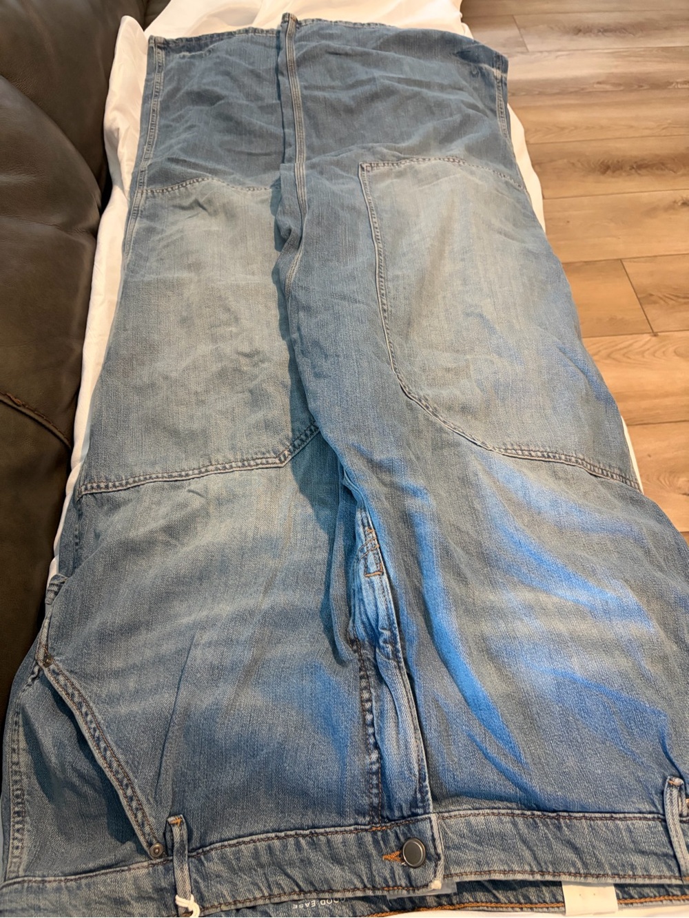 Good American Light Blue Patchwork Wide Leg Jeans - Picture 7 of 8
